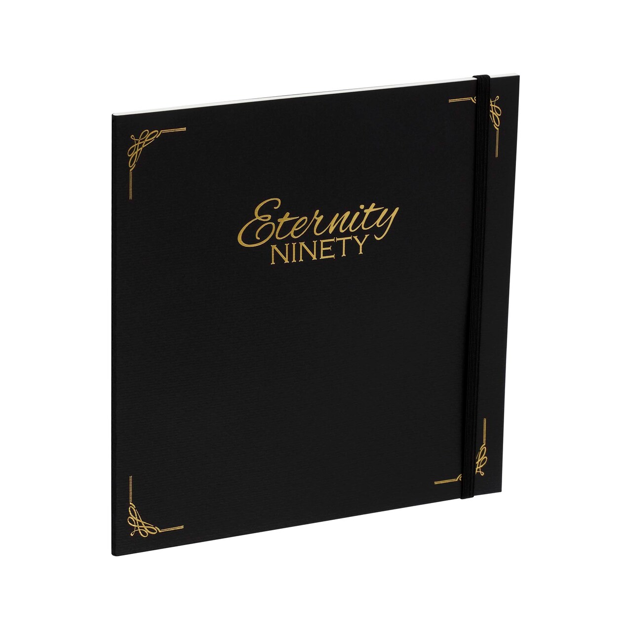 New York Central Eternity Ninety Flat Book - 8x8" Sketch Watercolor Journal - Black Soft Paperback Cover - Watercolor Sketchbook Journal w/ Elastic Band, 10 Sheets 100% Cotton, 90 lb Cold-Pressed